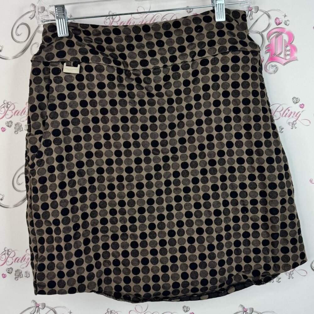 LISETTE sport skort skirt polka dot Dark Brown and Black Patterned Mini Skirt